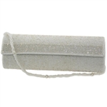 Bougainvillea Silver Handbag with Silver Beads & Clear Crystal Stones