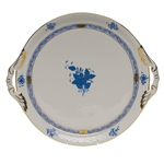 Herend Chinese Bouquet Blue Round Tray With Handles