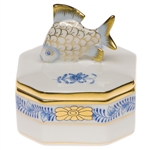 Herend Chinese Bouquet Blue Fish Box
