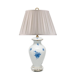 Herend Chinese Bouquet Blue Basket Weave Lamp With Shade