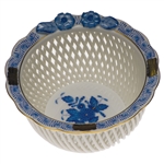 Herend Chinese Bouquet Blue Open Weave Basket