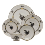 Herend Chinese Bouquet Black Five Piece Place Setting