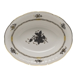 Herend Chinese Bouquet Black Oval Vegetable Dish