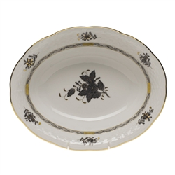 Herend Chinese Bouquet Black Oval Vegetable Dish