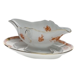 Herend Chinese Bouquet Rust Gravy Boat