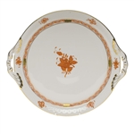 Herend Chinese Bouquet Rust Round Tray With Handles