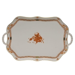 Herend Chinese Bouquet Rust Rectangular Tray
