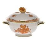 Herend Chinese Bouquet Rust Covered Cup With Rose Lid