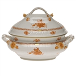 Herend Chinese Bouquet Rust Tureen With Branch Handles