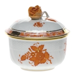 Herend Chinese Bouquet Rust Covered Sugar With Rose