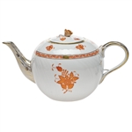 Herend Chinese Bouquet Rust Tea Pot With Rose