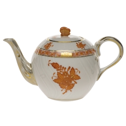 Herend Chinese Bouquet Rust Tea Pot With Butterfly