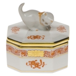Herend Chinese Bouquet Rust Cat Box