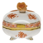 Herend Chinese Bouquet Rust Covered Bonbon With Rose