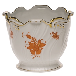 Herend Chinese Bouquet Rust Cachepot Ribbed