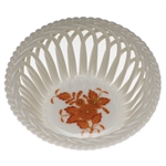 Herend Chinese Bouquet Rust Open Weave Basket