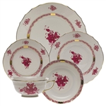Herend Chinese Bouquet Raspberry Five Piece Place Setting