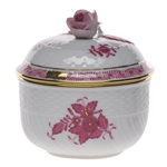 Herend Chinese Bouquet Raspberry Covered Sugar With Rose