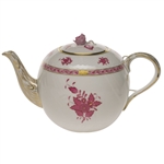 Herend Chinese Bouquet Raspberry Tea Pot With Rose