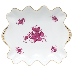 Herend Chinese Bouquet Raspberry Small Dish With Pearls
