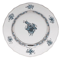 Herend Chinese Bouquet Turquoise and Platinum Bread Plate