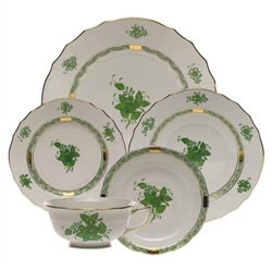 Herend Chinese Bouquet Green Five Piece Place Setting