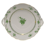 Herend Chinese Bouquet Green Chop Plate With Handles