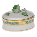 Herend Chinese Bouquet Green Oval Box