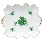 Herend Chinese Bouquet Green Small Dish With Pearls