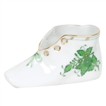 Herend Chinese Bouquet Green Baby Shoe Green Bow