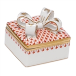 Herend China Box with Bow Rust Fishnet
