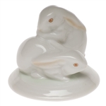 Herend Rabbit Pair on Base Natural Color