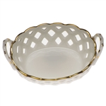 Herend Golden Edge Openwork Basket With Handles
