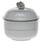Herend Platinum Edge Covered Sugar With Rose