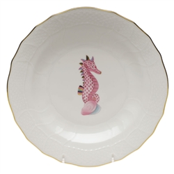 Herend Aquatic Dessert Plate Raspberry Seahorse