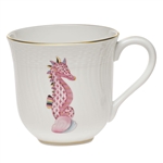 Herend Porcelain Seahorse Aquatic Mug Raspberry Fishnet