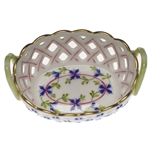 Herend Blue Garland Openwork Basket With Handles