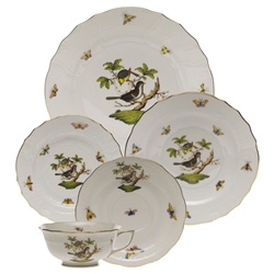 Herend Rothschild Bird Five Piece Place Setting Motif #1