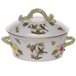 Herend Rothschild Bird Covered Vegetable Dish With Branch