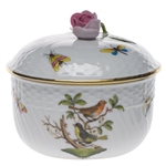 Herend Rothschild Bird Covered Sugar With Rose