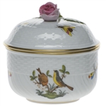 Herend Rothschild Bird Covered Sugar With Rose