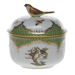 Herend Rothschild Bird Green Covered Sugar With Bird