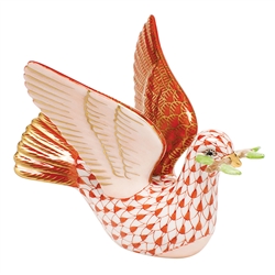 Herend Peace Dove with Branch Rust Fishnet