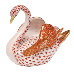 Herend Swan Figurine Rust Fishnet
