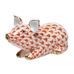 Herend Little Pig Lying Rust Fishnet