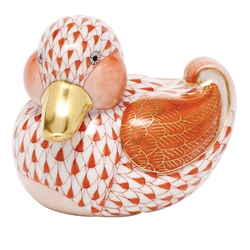 Herend Dapper Ducky Figurine Rust Fishnet