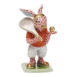 Herend Tennis Bunny Figurine Rust Fishnet