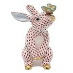 Herend Bunny with Butterfly Figurine Rust Fishnet