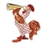 Herend Crowing Rooster Figurine Rust Fishnet