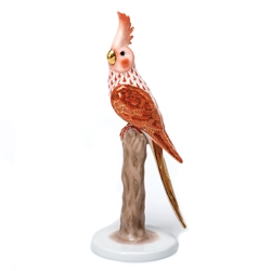 Herend Figurine Cockatiel Bird Rust Fishnet